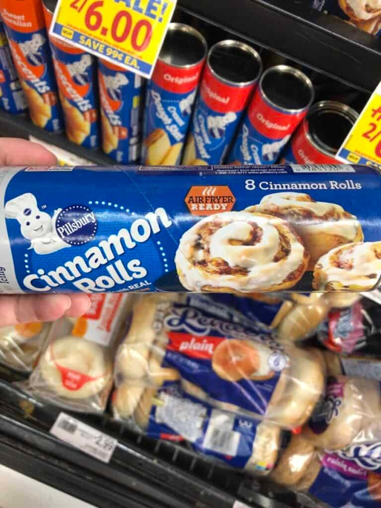 cinnamon roll tube at the grocery store
