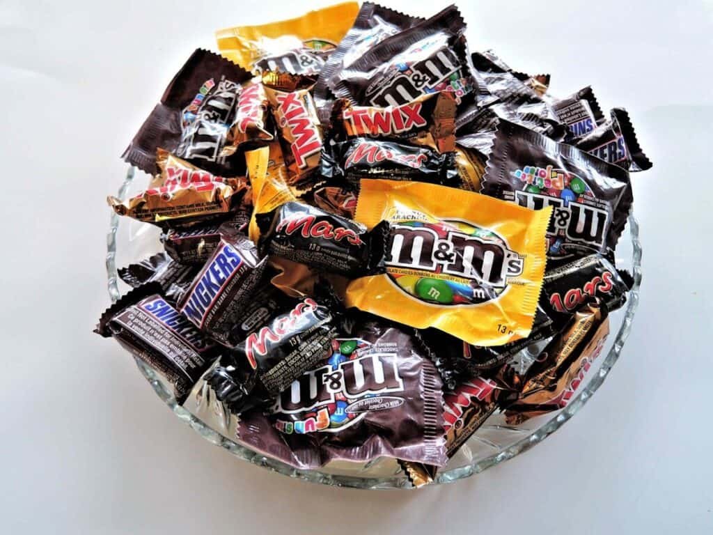 Halloween candy in a bowl